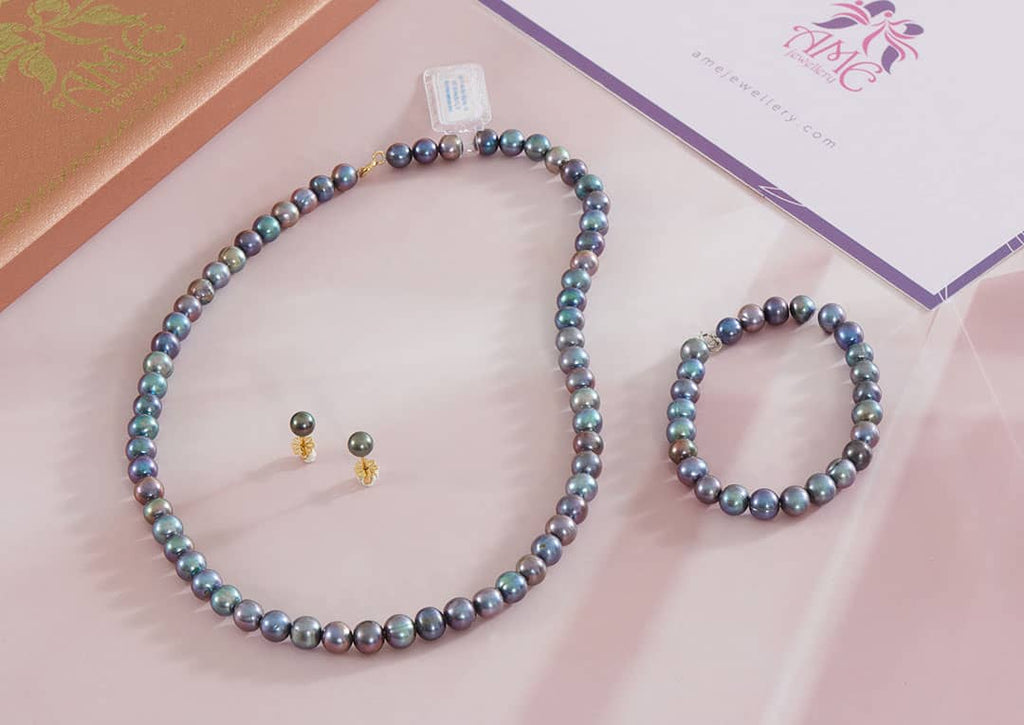 Bộ Trang sức Chuỗi Ngọc trai Peacock Freshwater Pearl Strand Jewelry | AME Jewellery