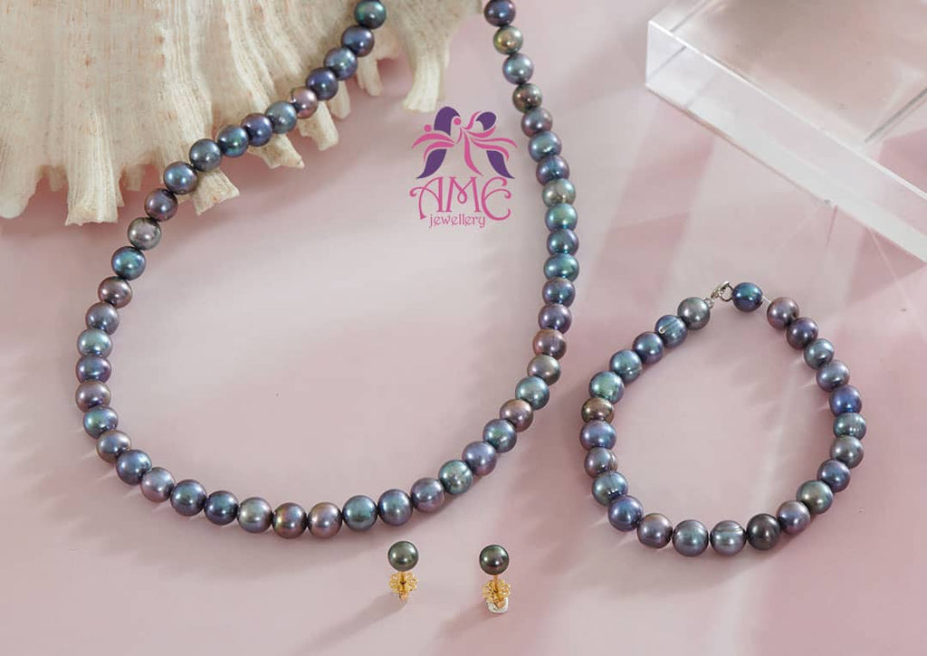 Bộ Trang sức Chuỗi Ngọc trai Peacock Freshwater Pearl Strand Jewelry | AME Jewellery