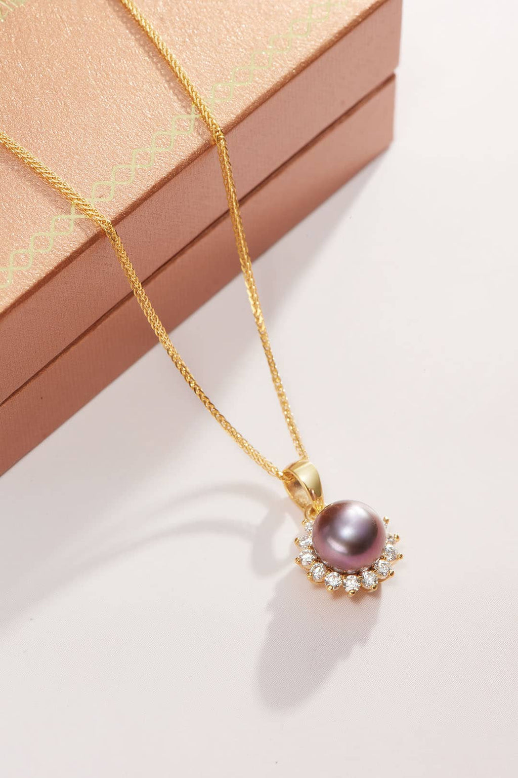 Mặt dây chuyền Vàng Ngọc trai Aubergine Freshwater Pearl Sunflower Pendant 14K Yellow Gold by AME Jewellery