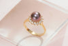 Nhẫn Vàng 14K Ngọc trai Aubergine Freshwater Pearl Sunflower Ring in 14K Yellow Gold by AME Jewellery