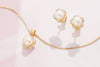 Bộ Trang sức Hoa Vàng 14K Ngọc trai White Freshwater Pearl Gold Jewelry | AME Jewellery