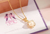 Mặt dây Hoa Vàng 14K Ngọc trai White Freshwater Pearl Gold Flower Pendant | AME Jewellery