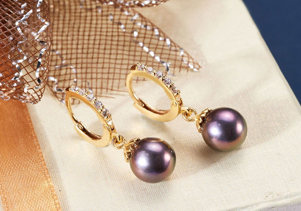 Bông tai Vàng 14K Ngọc trai Peacock Freshwater Pearl Earrings | AME Jewellery