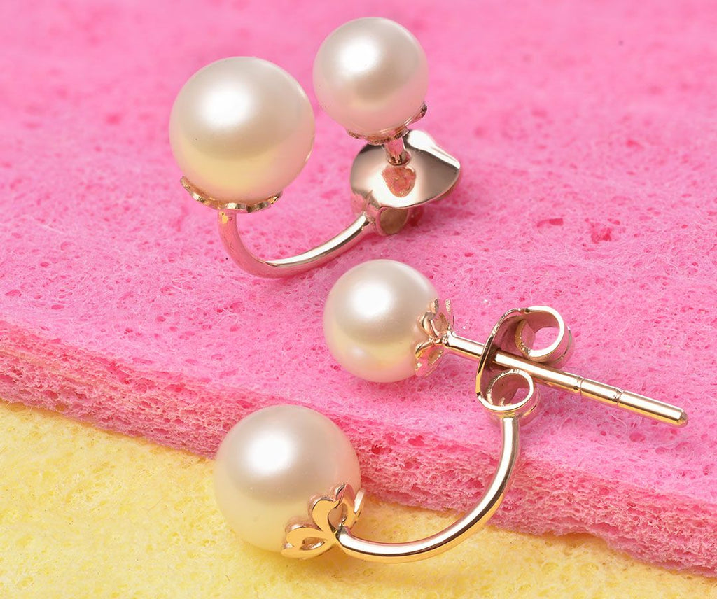 Bông tai vàng ngọc trai Freshwater pearl earrings in 14k rose - AME Jewellery