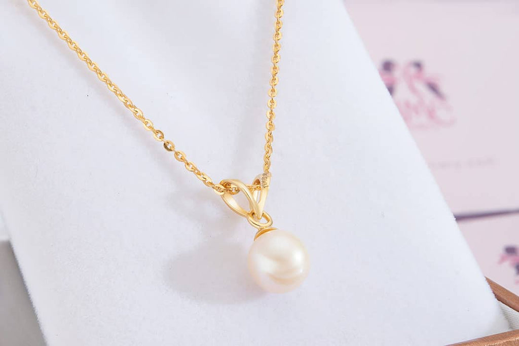 Mặt dây chuyền Vàng 14K Ngọc trai trắng White Freshwater Pearl  Gold Pendant Necklace by AME Jewellery