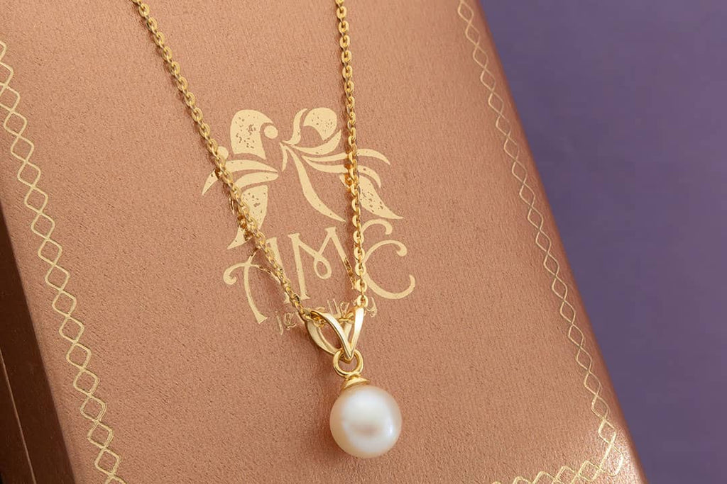 Mặt dây chuyền Vàng 14K Ngọc trai trắng White Freshwater Pearl  Gold Pendant Necklace by AME Jewellery