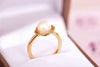 White Freshwater Pearl Wire-Wrapped Ring in 14K Yellow Gold | AME Jewellery