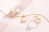 Bộ Trang sức Vàng 14K Ngọc trai White Freshwater Pearl Halo Gold Jewelry by AME Jewellery