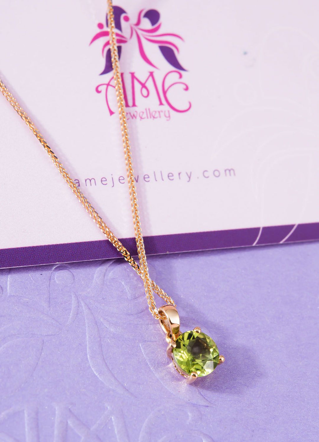 Mặt dây chuyền Vàng Đá quý thiên nhiên Peridot Pendant Necklace in 14K Yellow Gold by AME Jewellery