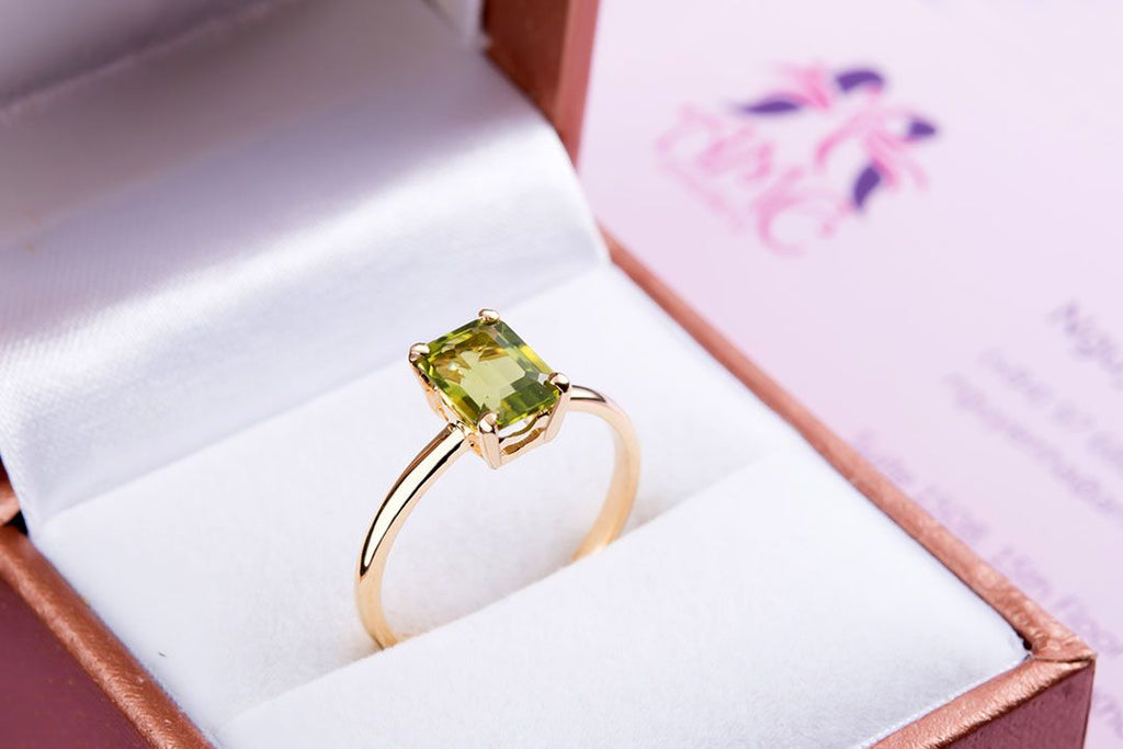 Nhẫn nữ Vàng Đá quý thiên nhiên Peridot Ring in 14-karat Yellow Gold by AME Jewellery