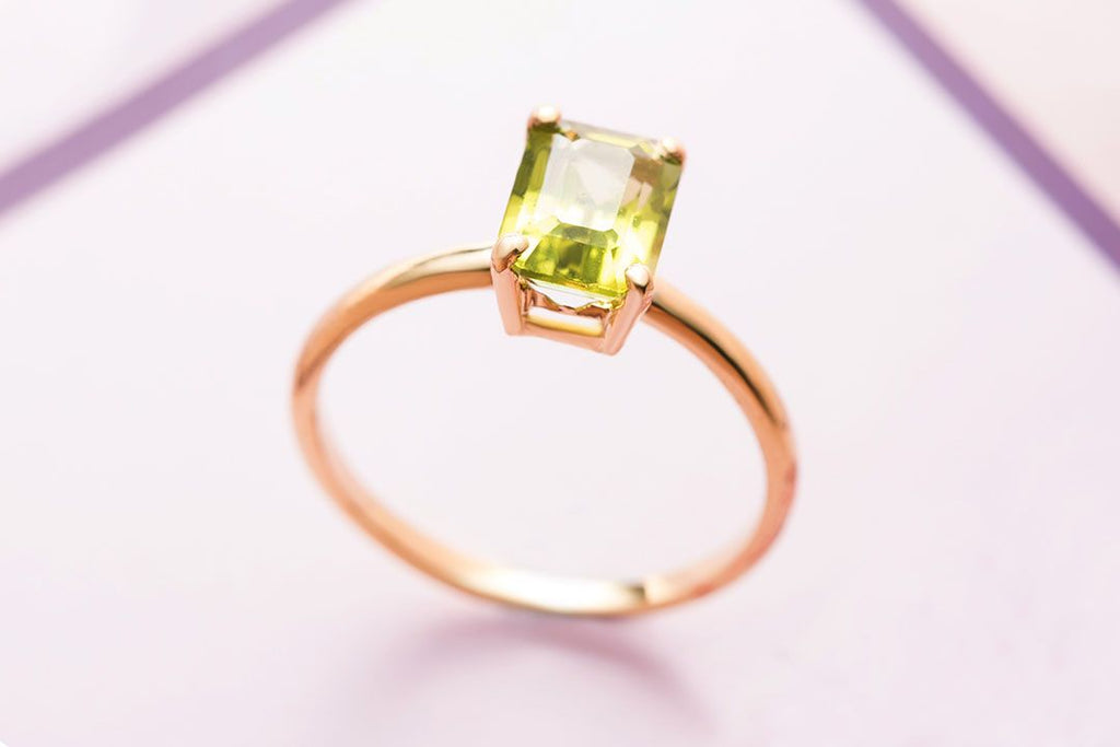 Nhẫn nữ Vàng Đá quý thiên nhiên Peridot Ring in 14-karat Yellow Gold by AME Jewellery