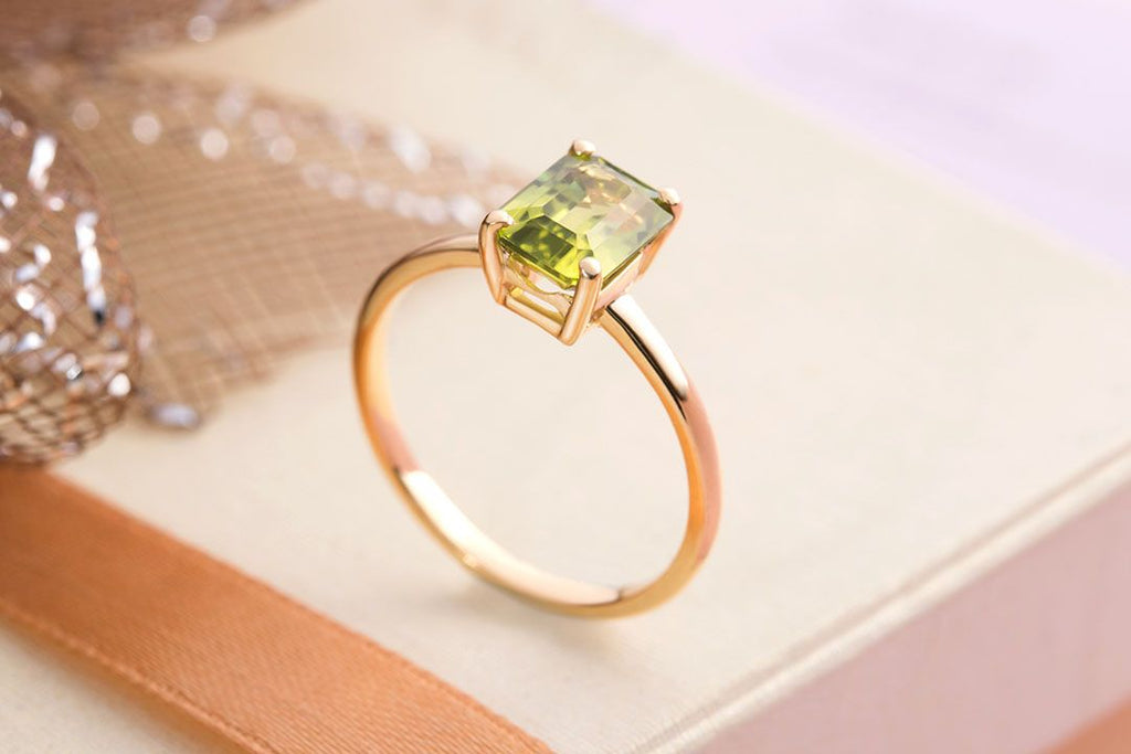 Nhẫn nữ Vàng Đá quý thiên nhiên Peridot Ring in 14-karat Yellow Gold by AME Jewellery