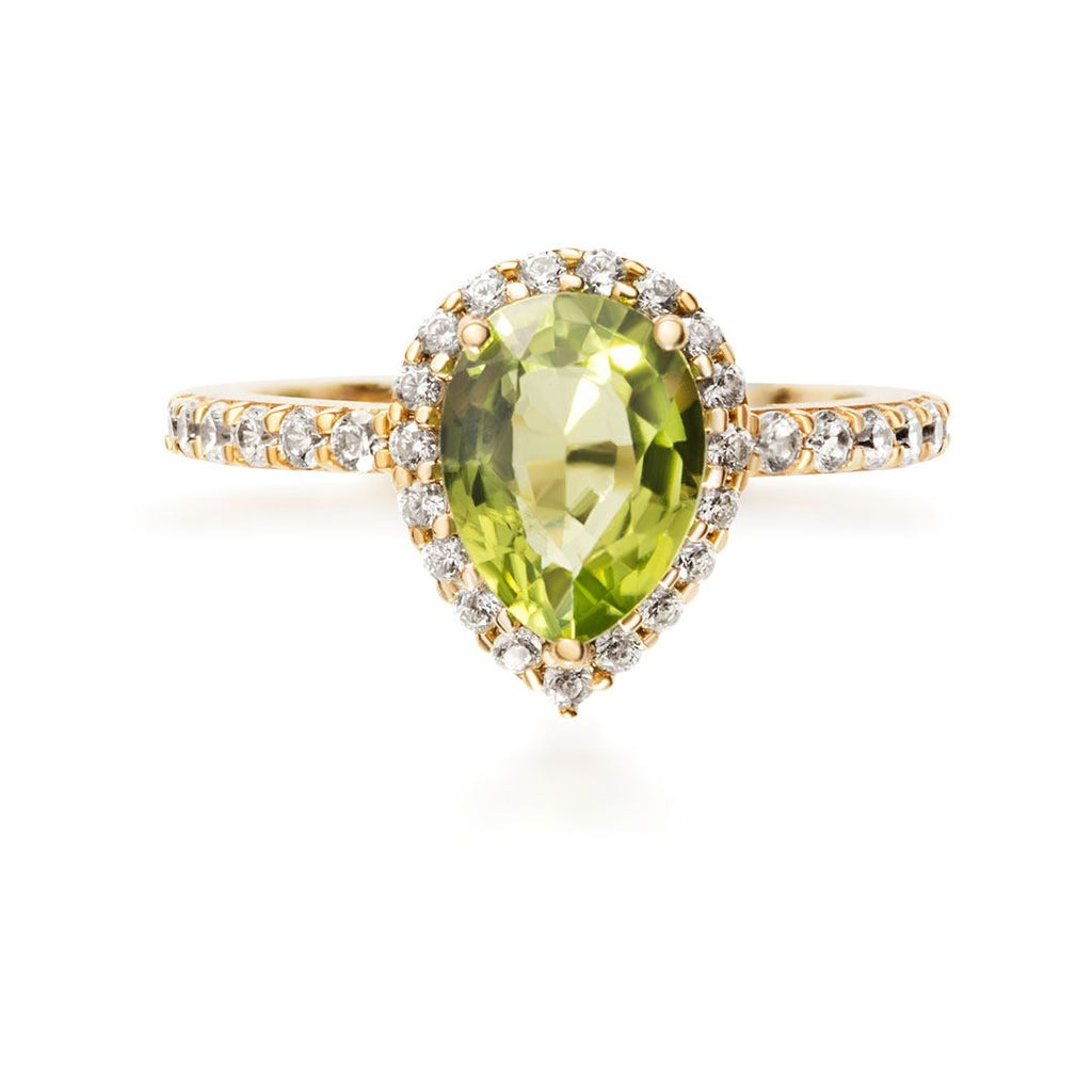 Nhẫn nữ Vàng Đá quý thiên nhiên Pear-shape Peridot Ring in 14K Yellow Gold by AME Jewellery