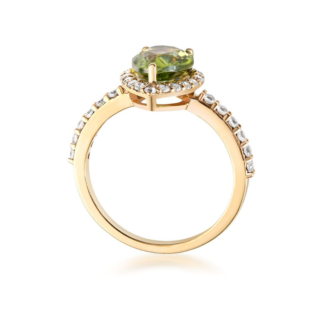 Nhẫn nữ Vàng Đá quý thiên nhiên Pear-shape Peridot Ring in 14K Yellow Gold by AME Jewellery