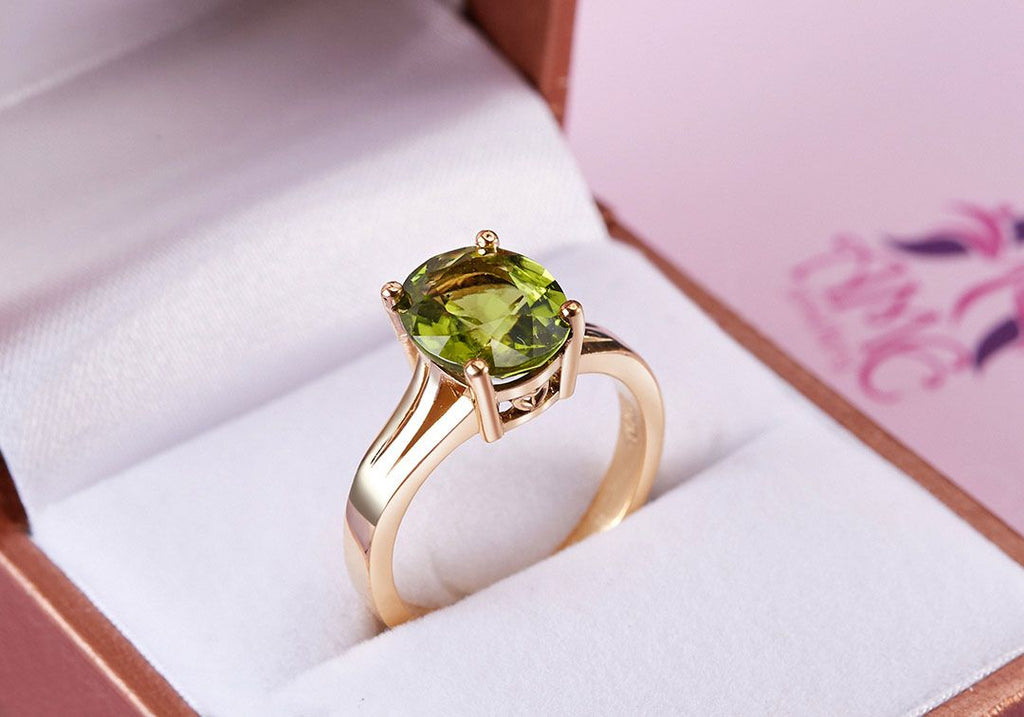 Nhẫn Vàng 14K Đá quý thiên nhiên Peridot  Ring - AME Jewellery