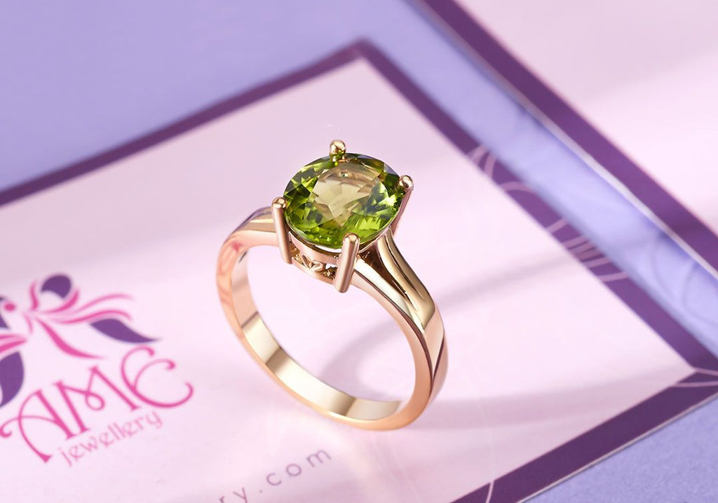 Nhẫn Vàng 14K Đá quý thiên nhiên Peridot  Ring - AME Jewellery