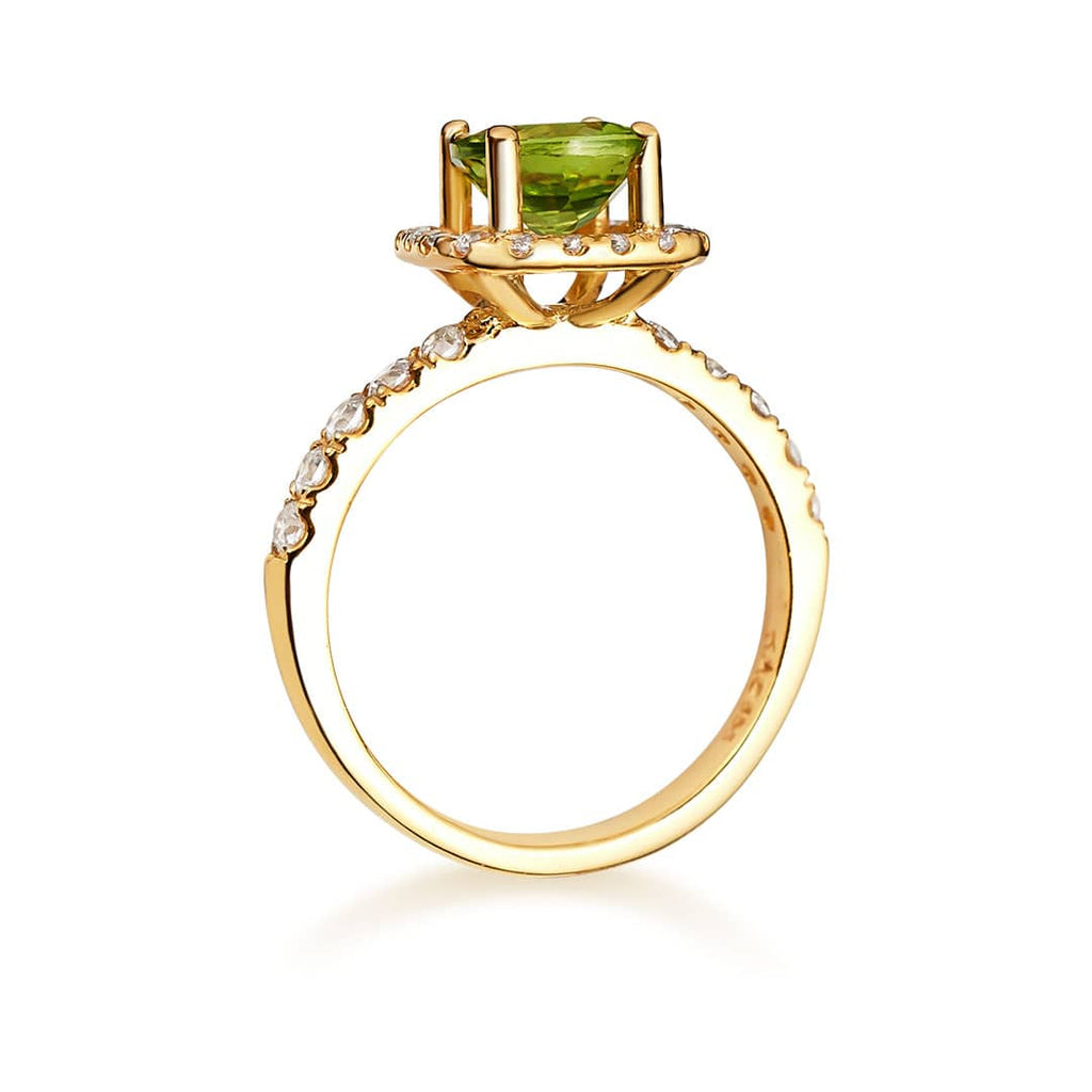 Nhẫn nữ Vàng Đá quý thiên nhiên Peridot Square Halo Ring in 14K Yellow Gold by AME Jewellery