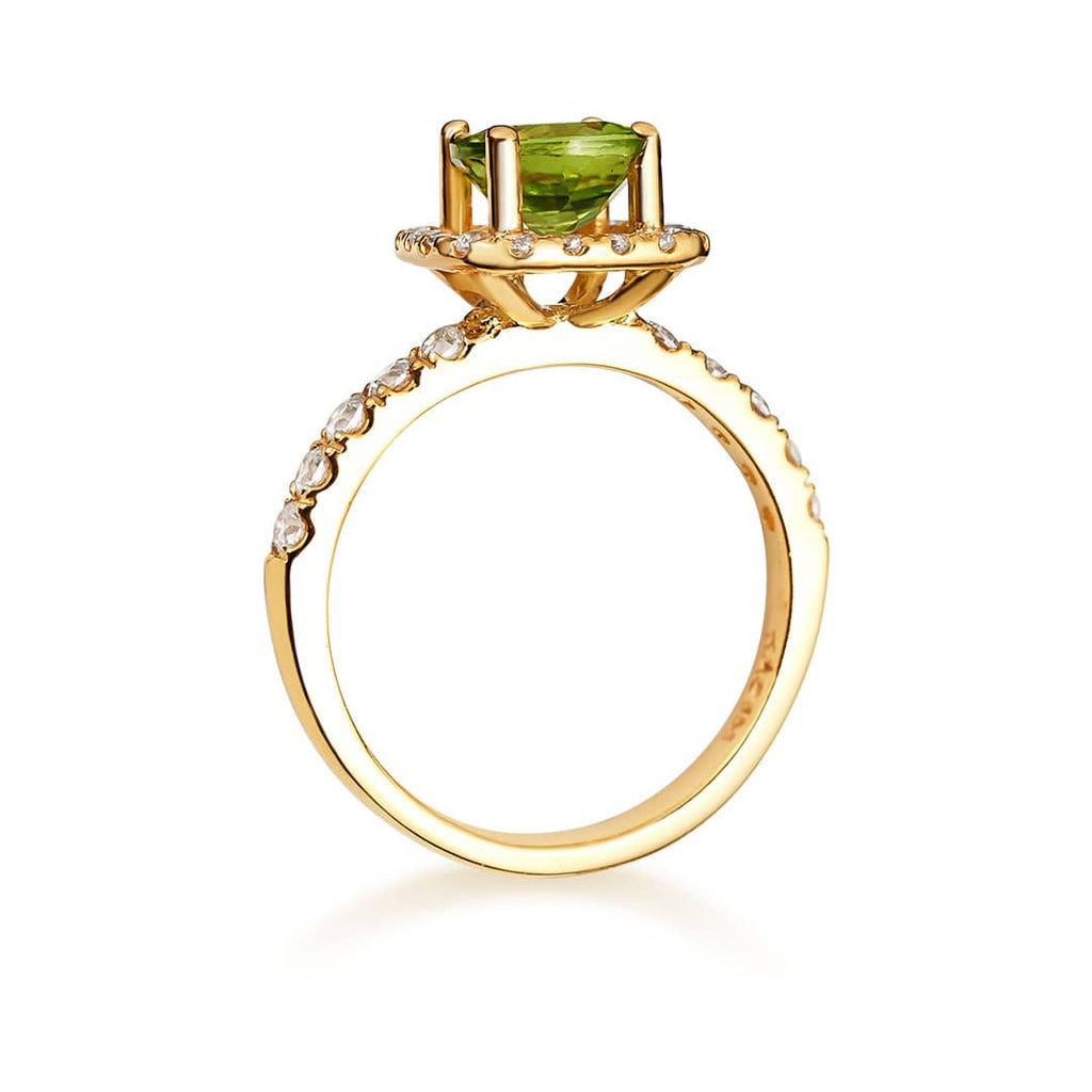 Nhẫn nữ Vàng 14K Đá quý thiên nhiên Natural Peridot square halo gold ring | AME Jewellery