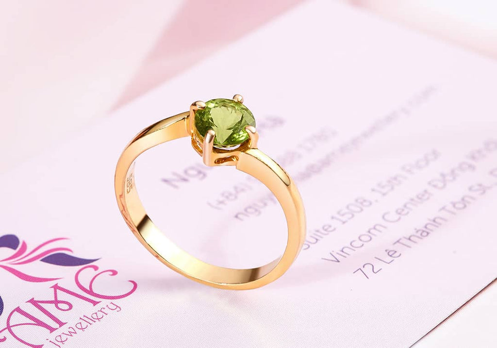 Nhẫn nữ Vàng Đá quý thiên nhiên Peridot Twist Ring in 14K yellow Gold by AME Jewellery