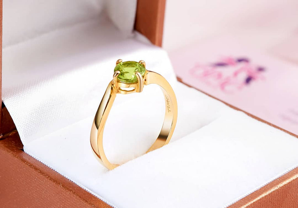 Nhẫn nữ Vàng Đá quý thiên nhiên Peridot Twist Ring in 14K yellow Gold by AME Jewellery