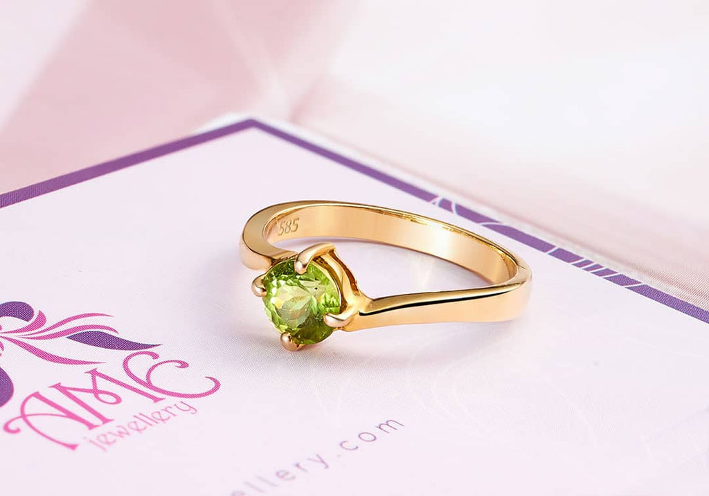 Nhẫn nữ Vàng Đá quý thiên nhiên Peridot Twist Ring in 14K yellow Gold by AME Jewellery