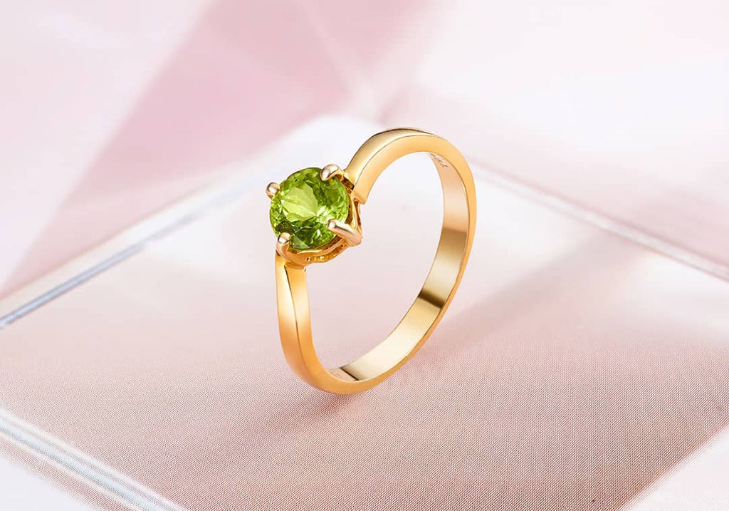 Nhẫn nữ Vàng Đá quý thiên nhiên Peridot Twist Ring in 14K yellow Gold by AME Jewellery