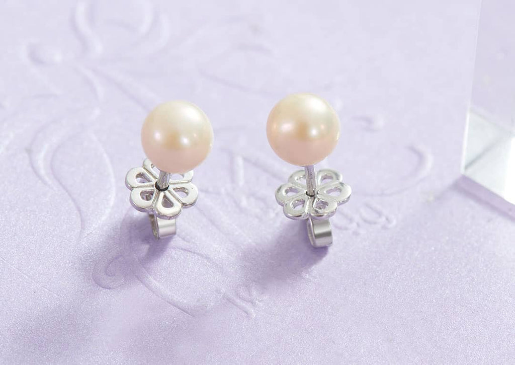 Pink Freshwater Pearl Stud Earrings in Sterling Silver - AME Jewellery