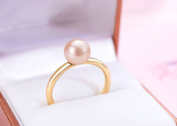 Nhẫn Vàng 14K Ngọc trai Pink Freshwater Pearl Gold Ring | AME Jewellery