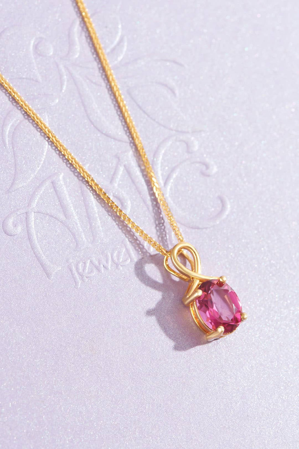 Mặt dây chuyền Vàng Đá quý thiên nhiên Pink Topaz Pendant Necklace in 18K Yellow Gold by AME Jewellery