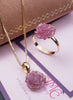 Bộ Trang sức vàng hoa hồng Ruby Carved Rose Flower Jewelry Set - AME Jewellery