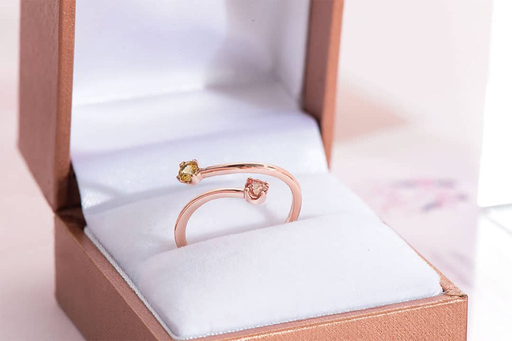 Nhẫn Vàng hồng 14K Đá quý tự nhiên Fancy Sapphire Bypass Ring in 14K Rose Gold by AME Jewellery