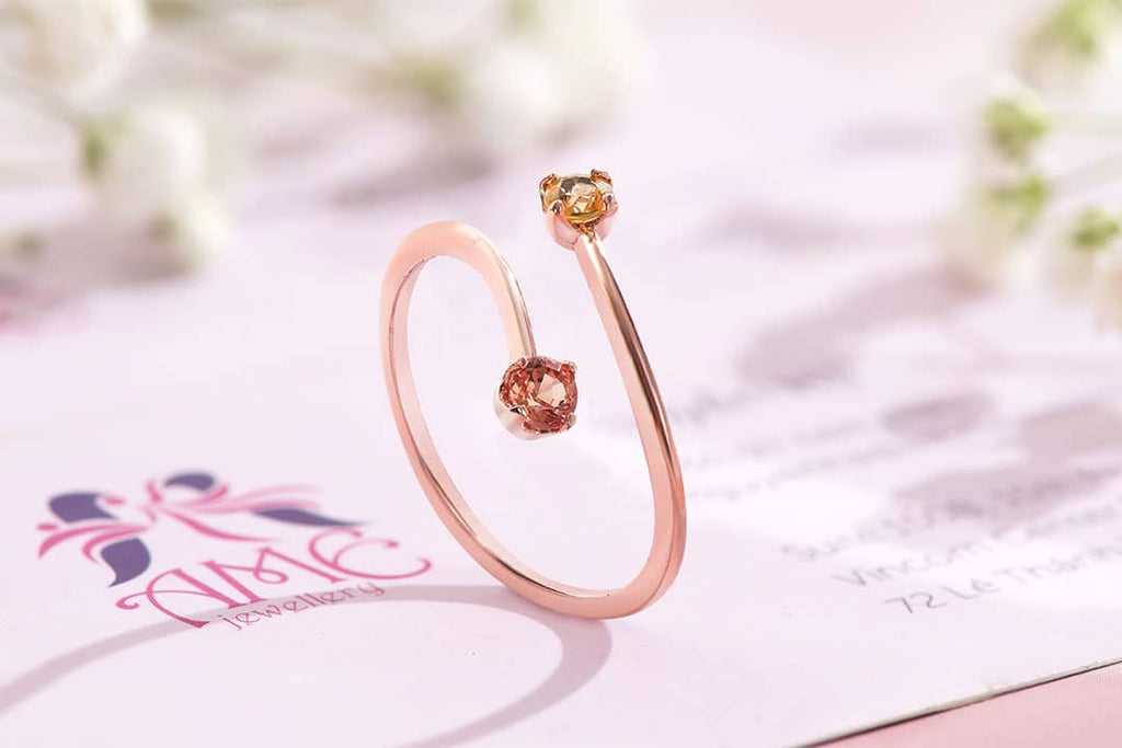 Nhẫn Vàng hồng 14K Đá quý tự nhiên Fancy Sapphire Bypass Ring in 14K Rose Gold by AME Jewellery