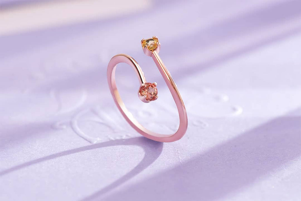 Nhẫn Vàng hồng 14K Đá quý tự nhiên Fancy Sapphire Bypass Ring in 14K Rose Gold by AME Jewellery