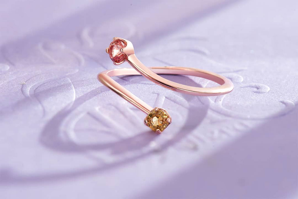 Nhẫn Vàng hồng 14K Đá quý tự nhiên Fancy Sapphire Bypass Ring in 14K Rose Gold by AME Jewellery