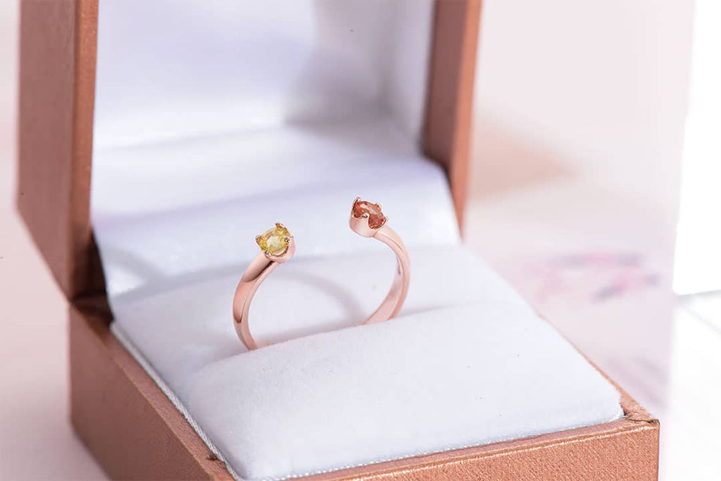 Nhẫn Vàng hồng Đá quý tự nhiên Fancy Sapphire Open Ring 14K Rose Gold by AME Jewellery