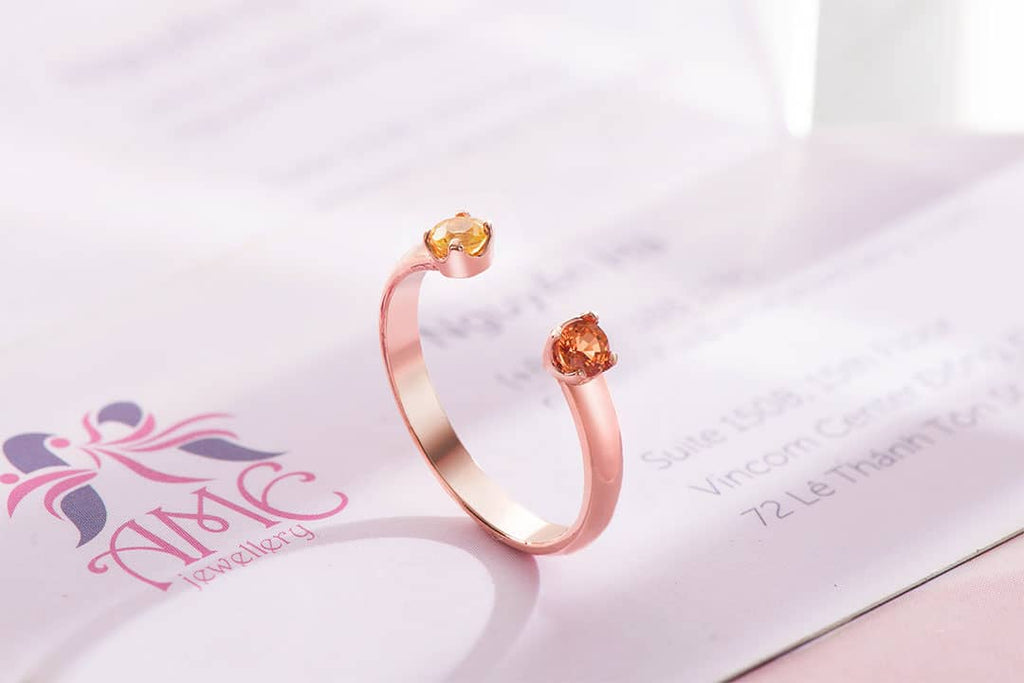 Nhẫn Vàng hồng Đá quý tự nhiên Fancy Sapphire Open Ring 14K Rose Gold by AME Jewellery