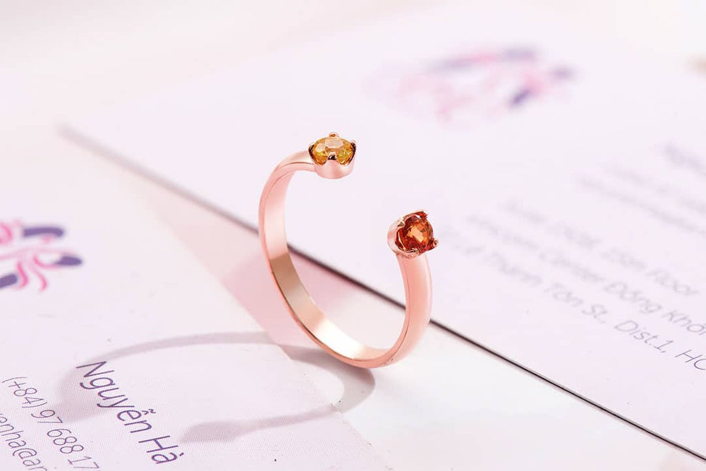 Nhẫn Vàng hồng Đá quý tự nhiên Fancy Sapphire Open Ring 14K Rose Gold by AME Jewellery