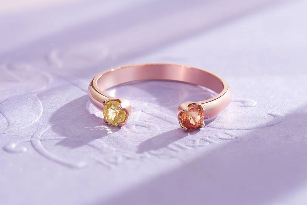 Nhẫn Vàng hồng Đá quý tự nhiên Fancy Sapphire Open Ring 14K Rose Gold by AME Jewellery