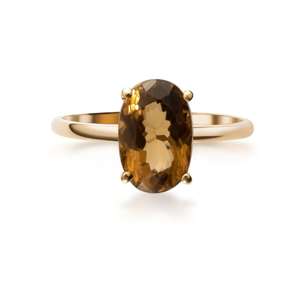 Nhẫn Vàng Đá quý thiên nhiên Smoky Quartz Ring in 14K yellow Gold by AME Jewellery