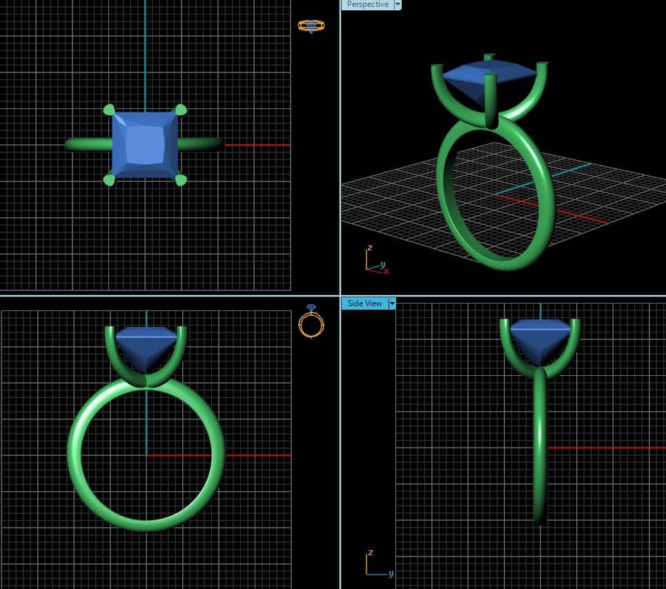 3D Jewelry Design | Square Gemstone Ring | AME Jewellery