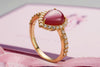 Nhẫn Vàng Đá quý tự nhiên Pear-shaped Cabochon Star Ruby Yellow Gold Ring by AME Jewellery