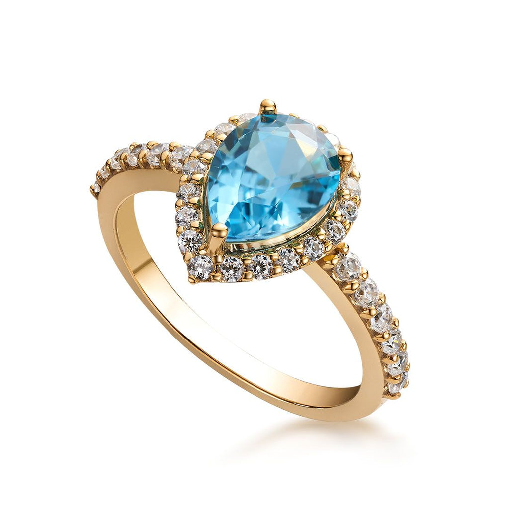 Nhẫn nữ Vàng 14K Đá quý Blue Topaz Gold Ring - AME Jewellery