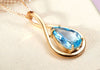Mặt dây Vàng 14K Đá quý thiên nhiên Pear Blue Topaz Gold Pendant - AME Jewellery