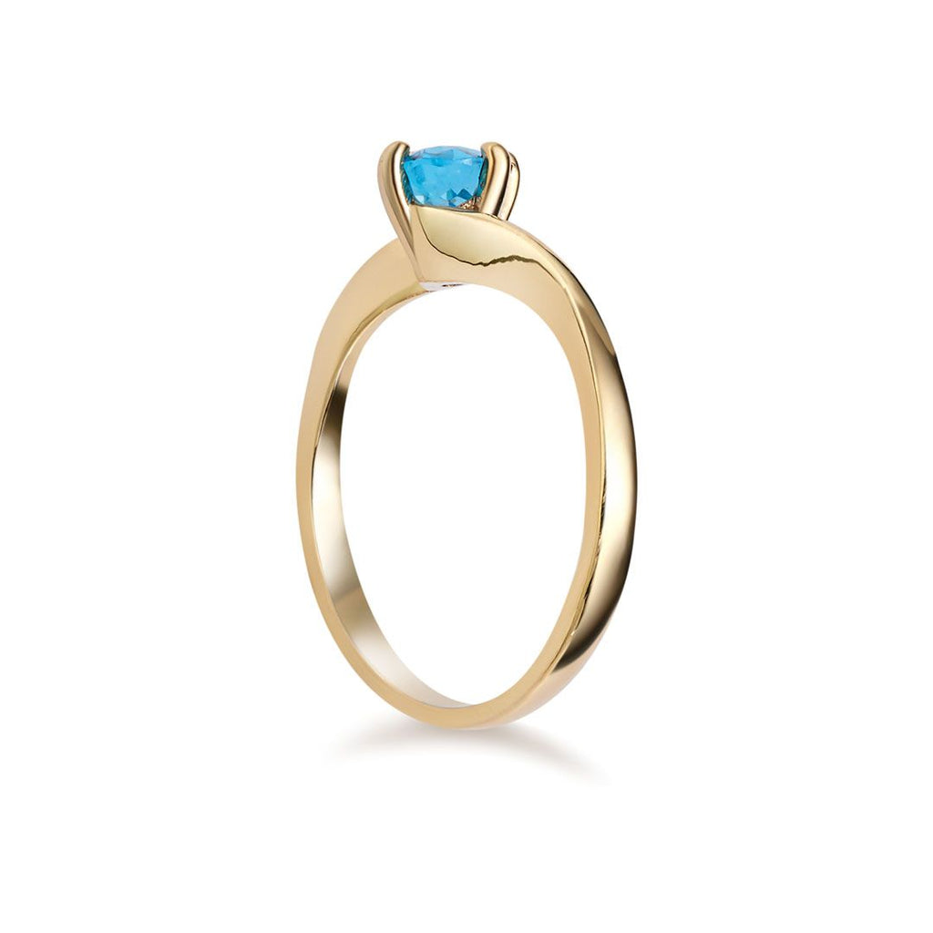 Nhẫn Vàng 14K Đá quý tự nhiên oval Blue Topaz Gold Ring - AME Jewellery