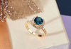 Nhẫn Vàng 14K Đá quý thiên nhiên London Blue Topaz halo gold ring - AME Jewellery