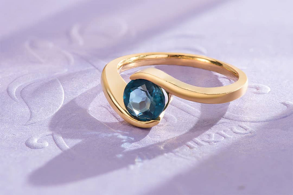 Natural London Blue Topaz Solitaire Ring in 14K Gold | AME Jewellery