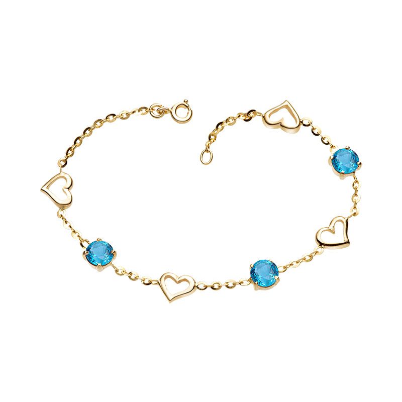 Lắc tay trái tim Vàng Đá quý tự nhiên Blue Topaz Heart Bracelet in 14K Yellow Gold by AME Jewellery