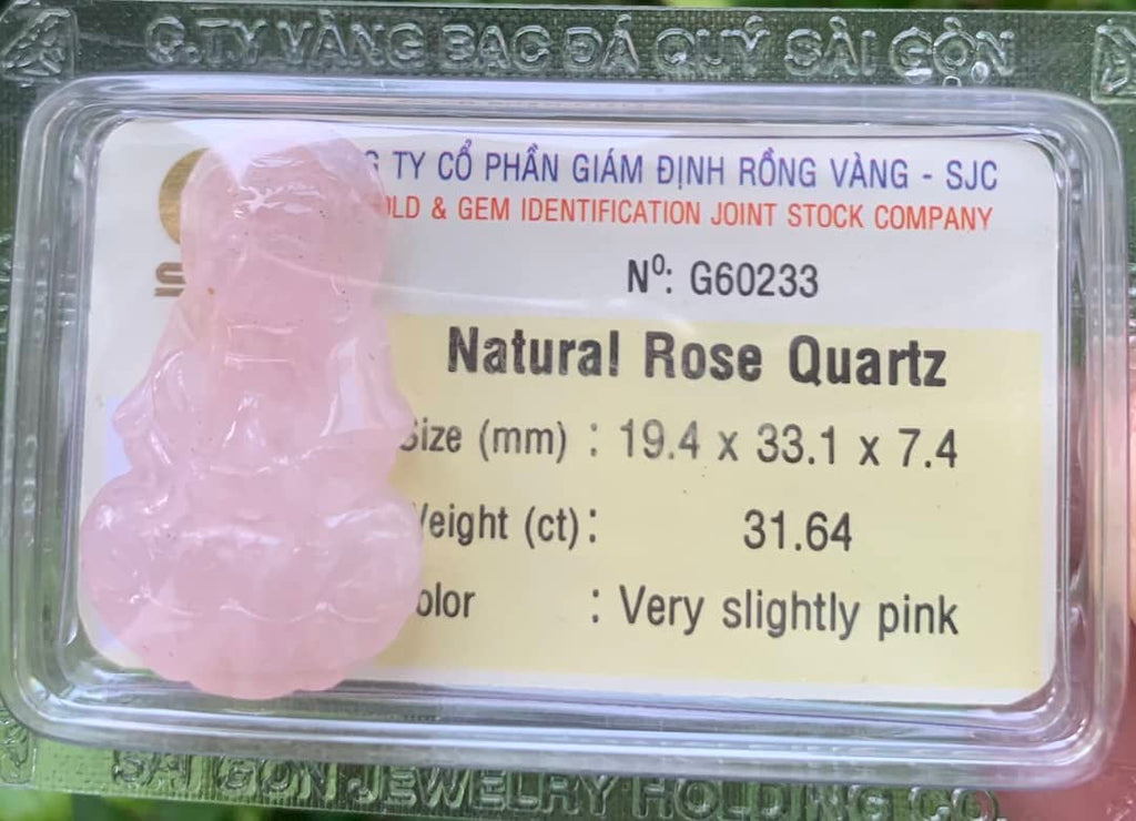 Phật Bà Quan Âm đá quý tự nhiên Rose Quartz from AME Jewellery