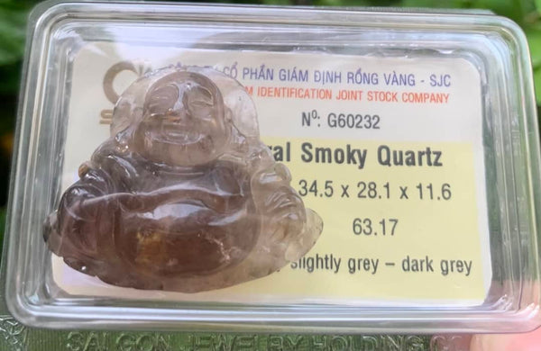 Mặt dây Phật Di Lặc Thạch Anh Ám Khói Smoky Quartz | AME Jewellery