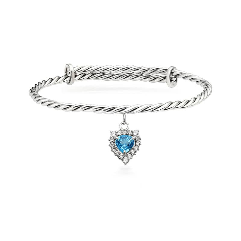 Vòng tay Đá quý thiên nhiên Blue Topaz Cable Bangle in Sterling Silver by AME Jewellery